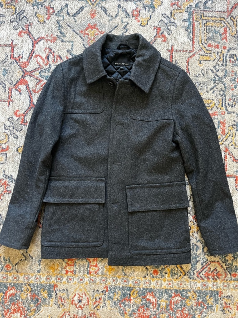 Banana Republic Men's Dark Gray Wool-Blend Field Coat